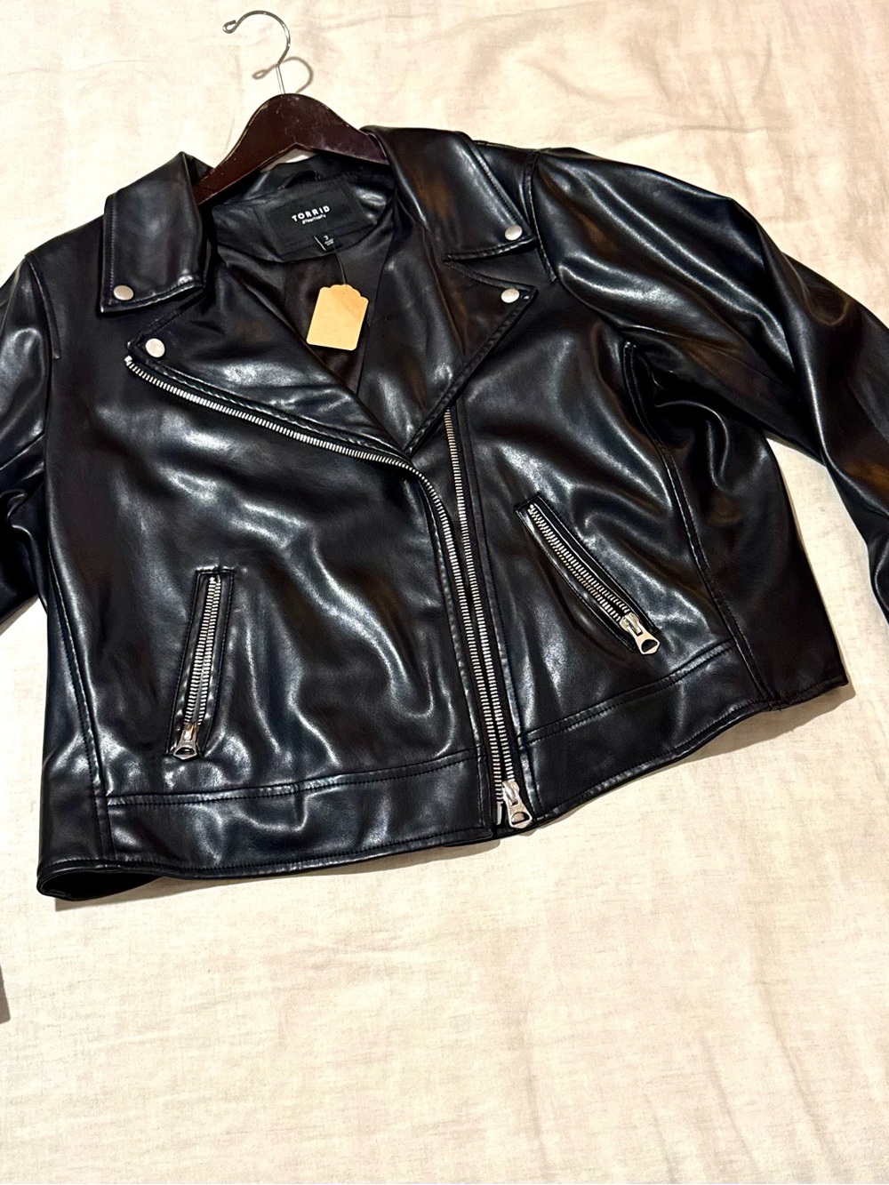 torrid Black Faux Leather Moto Jacket with Silver Hardware